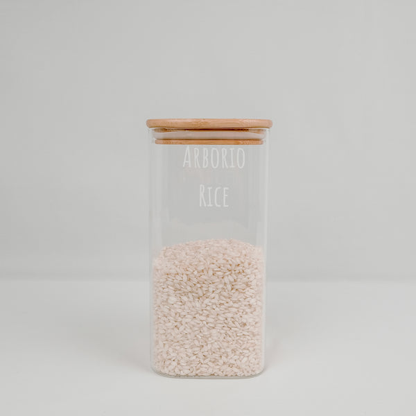 LUXE Square Glass and Bamboo Storage Jar 1500ml