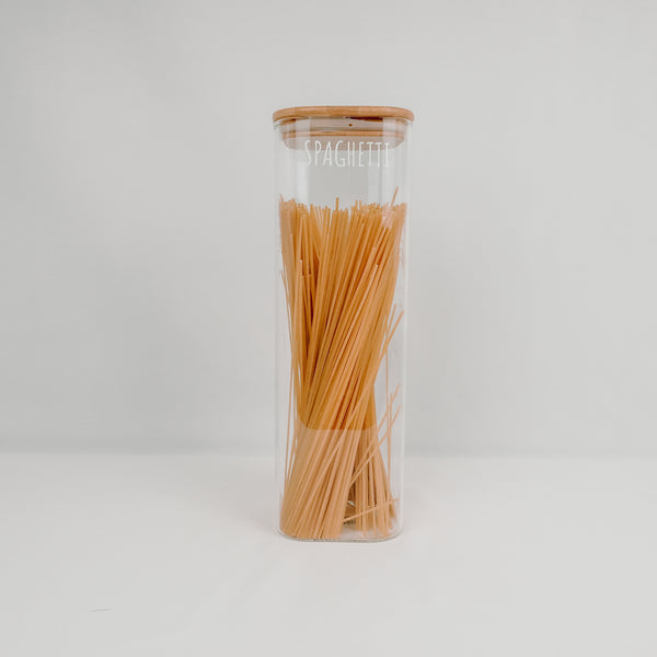 LUXE Square Glass and Bamboo Storage Jar 2500ml