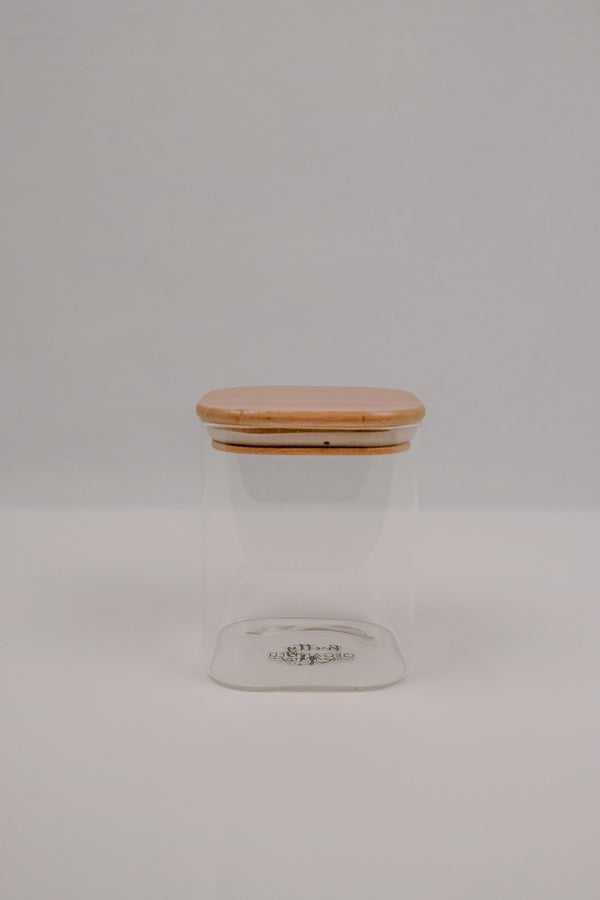 LUXE Square Glass and Bamboo Storage Jar 850ml